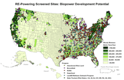 EPA REPowering Program Biopower Development Potentioal Map U.S. Environmental Protection Agency