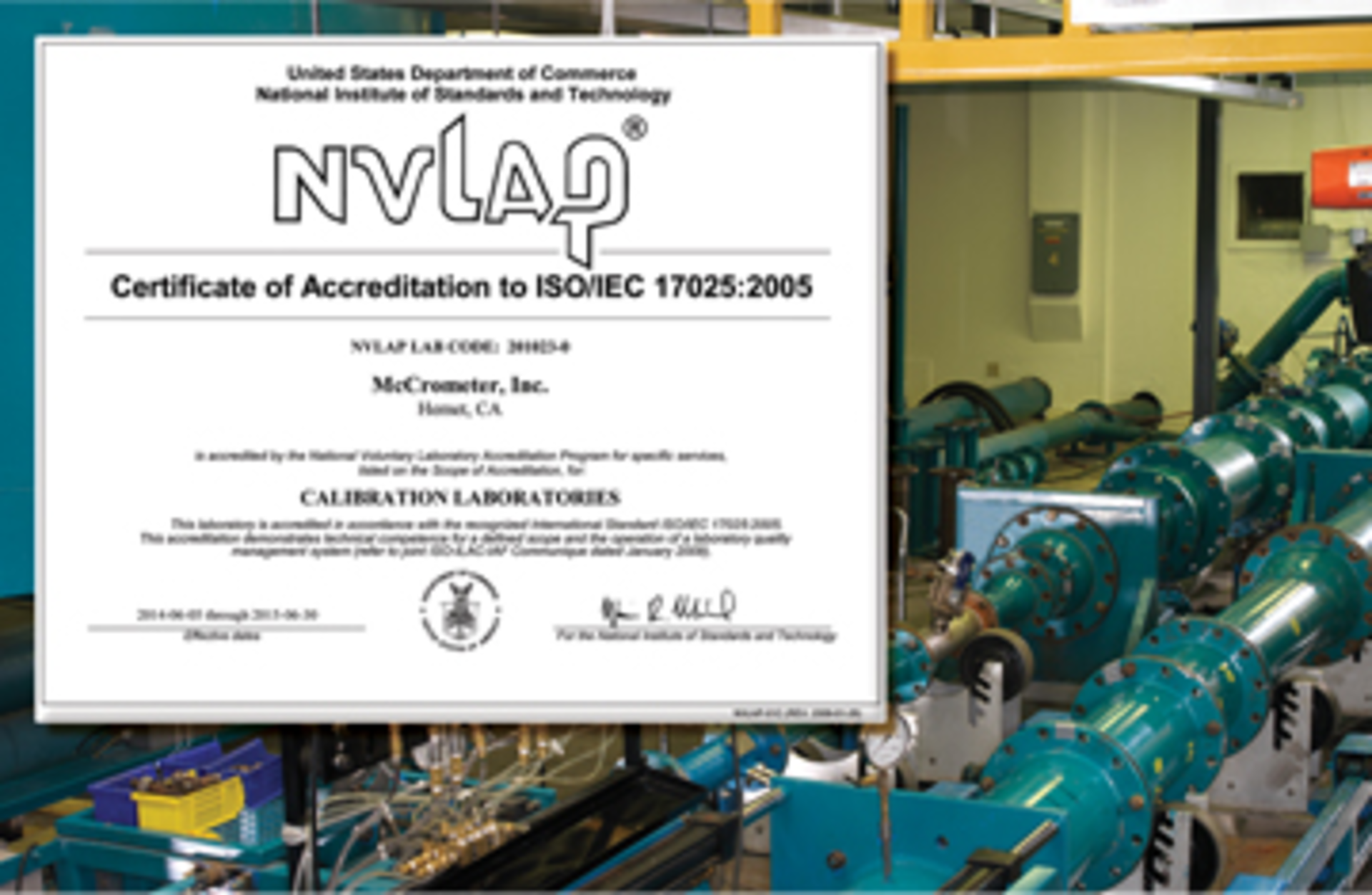 McCrometer’s Flow Calibration Lab Accredited to ISO 17025 P.I