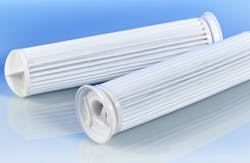 Pleated filter bags feature more surface area and dirt-holding capacity than traditional filter bags. They are also well suited to a wide range of process conditions, including water treatment, chemicals, paints and varnishes, petrochemicals, and metal cleaning. (Photo courtesy Eaton Filtration&rsquo;s Divison)