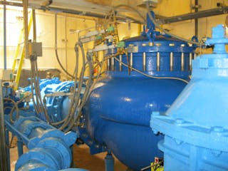 Pressure reducing valve provides remote SCADA control of flow and pressure.