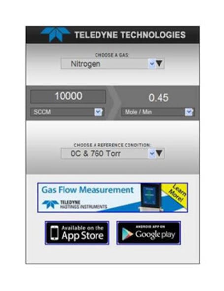 Teledyne Hastings Instruments&rsquo; Mass Flow Converter APP