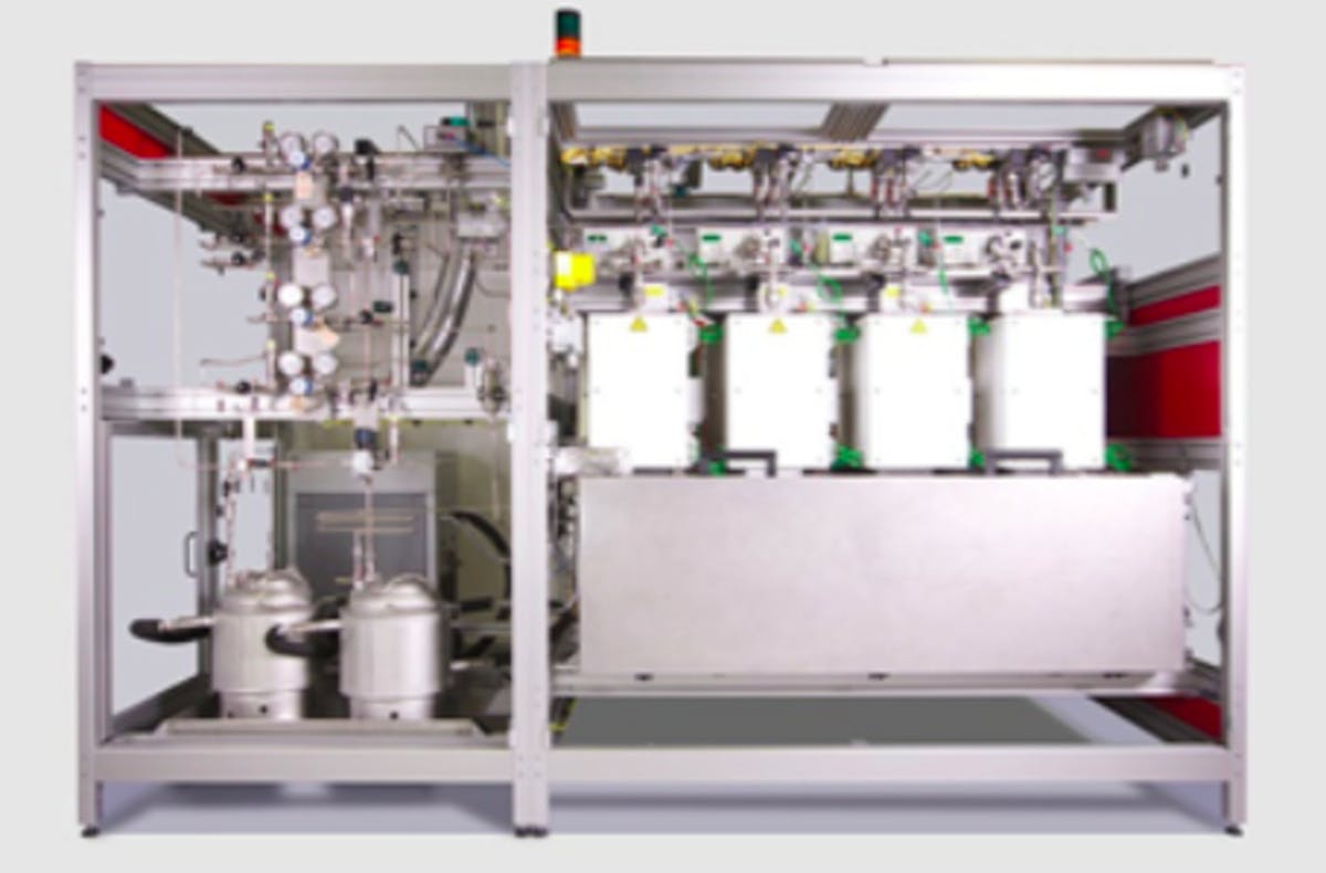 High Throughput Catalytic Reactor System supplied by Integrated Lab Solutions, Gmbh, which incorporates multiple Equilibar backpressure regulators.