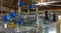 Hoffer Flow Controls&rsquo; meters and rate indicators in an NOx ultra pure water application. Courtesy of Hoffer Flow Controls