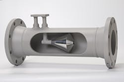 Cameron’s NuFlo DP cone meter cutaway with direct-mount instrument connection. Courtesy of Cameron Cameron’s NuFlo DP cone meter cutaway with direct-mount instrument connection. Courtesy of Cameron