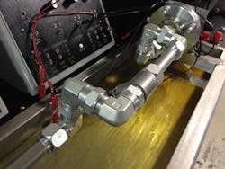 Three elbows out of plane, tested with and without downstream flow straightener Three elbows out of plane, tested with and without downstream flow straightener