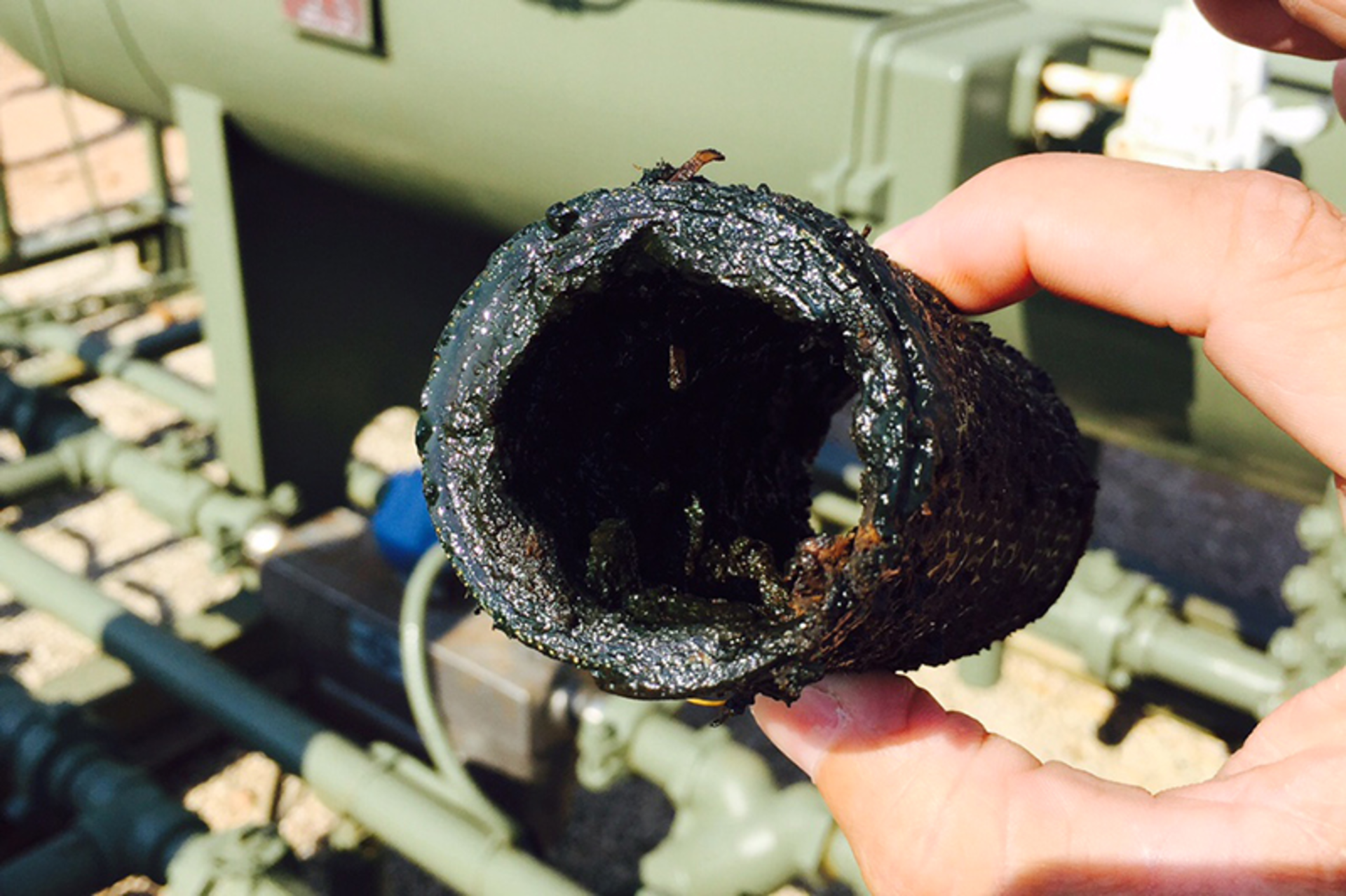 Image 3. Paraffinic coating at a Bakken formation LACT unit. Courtesy of Micro Motion Inc.