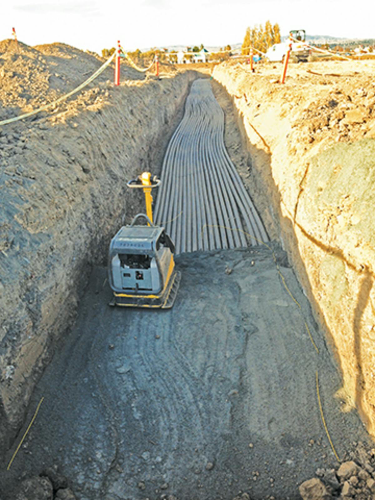Geothermal trenching with piping circuits. Image courtesy of Vance Brown Builders