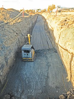 Geothermal trenching with piping circuits. Image courtesy of Vance Brown Builders