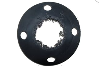 Figure 1. Effects of overcompression on a rubber gasket in a raised-face flange. All graphics courtesy of Garlock Sealing Technologies
