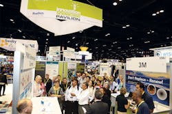 WEFTEC attendees learn about new solutions on the exhibit floor. Image courtesy of WEF