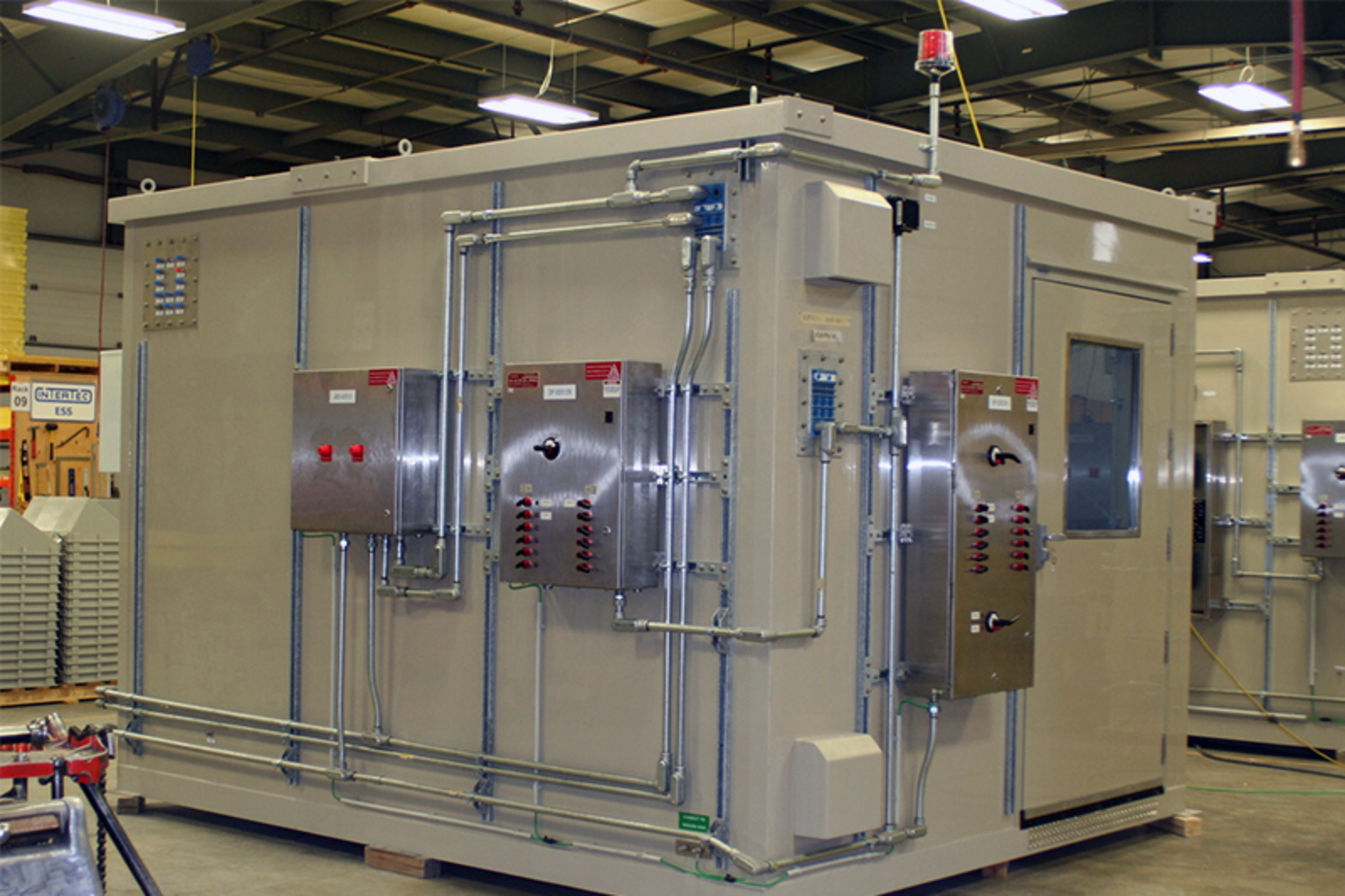 Electricity requirements for the shelters&rsquo; HVAC systems are minimized by the highly insulated composite GRP walls, roof and base. All images courtesy of Intertec Instrumentation