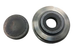 Image 1. Worn homogenizer valve and seat. All graphics courtesy of SPX FLOW Technology Image 1. Worn homogenizer valve and seat. All graphics courtesy of SPX FLOW Technology