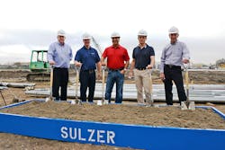 From left to right: Scott Fahey, Vice-President Americas, Rotating Equipment Services; Jim Mugford, President Electro-Mechanical and Pump Services, Americas; Darayus Pardivala, President Americas, Rotating Equipment Services; Daniel Bischofberger, President Rotating Equipment Services; Gary Benard, General Manager Electro-Mechanical Services, Americas. Image courtesy of Sulzer