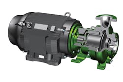 Figure 1. Cutaway of a magnetic drive pump that shows a simple, close-coupled mounting with a nonmetallic primary containment device and polymer lining. All graphics courtesy of Sundyne Figure 1. Cutaway of a magnetic drive pump that shows a simple, close-coupled mounting with a nonmetallic primary containment device and polymer lining. All graphics courtesy of Sundyne