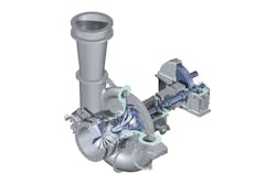 An example of a 3D impeller in a centrifugal compressor system. Graphic courtesy of Siemens