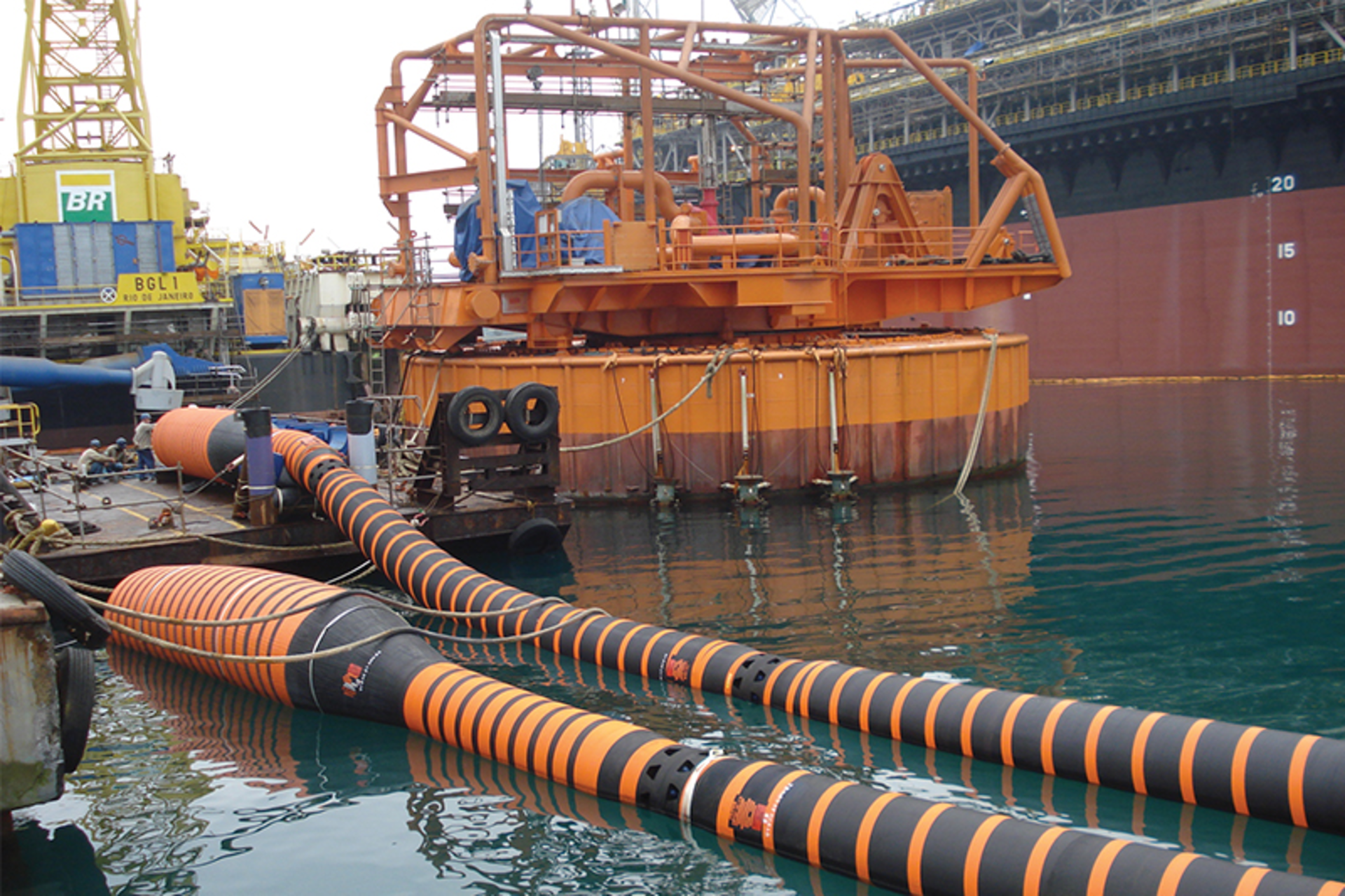 Floating hoses connected and ready for final installation