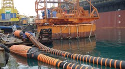Floating hoses connected and ready for final installation