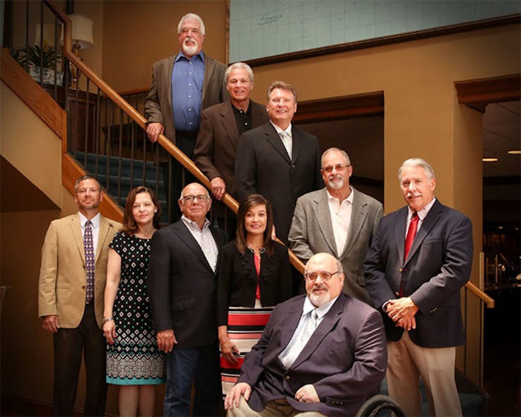 2017-2018 Lafayette Chapter AADE officers and committee members are, front row, from left: Jarrod Suire, secretary; Kristy Bonner, president, Foster Marketing; Craig Durio, second vice president, Sierra-Hamilton; Sharon Moore, treasurer and national director-at-large, Halliburton Energy Services, Inc.; and Rick Farmer, national AADE president and Lafayette steering committee member, Double R Resources. Back row, from left, are Bruce Jordan, steering committee member, Stokes &amp; Spiehler; Jeffery Svendson, steering committee member, Advanced Logistics, LLC; Rick Voth, scholarships committee chair, Blackhawk Specialty Tools, LLC; Al Wambsgans, steering committee chairman and director emeritus, DC International; and Alden Sonnier, steering committee member, FDF (Francis Drilling Fluids).