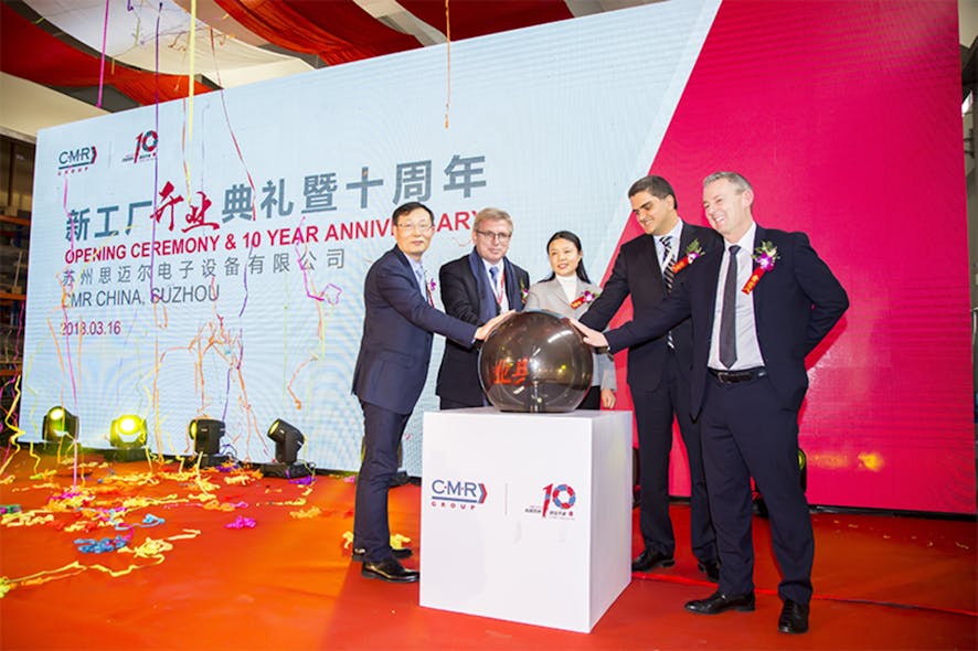CMR managers and assorted dignitaries gather at the opening of the company&rsquo;s new factory in Suzhou, China
