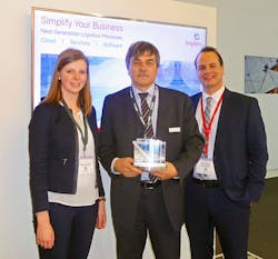 Implico team with Tank Storage Award &ldquo;Best Terminal Supplier&rdquo; at its StocExpo stand. Graphic courtesy of Implico