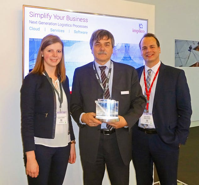 Implico team with Tank Storage Award &ldquo;Best Terminal Supplier&rdquo; at its StocExpo stand. Graphic courtesy of Implico