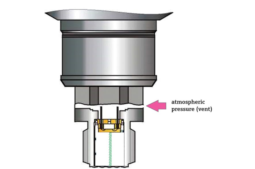 Figure 1. A vent in the housing of a pressure instrument allows the sensor to &ldquo;breathe.&rdquo;