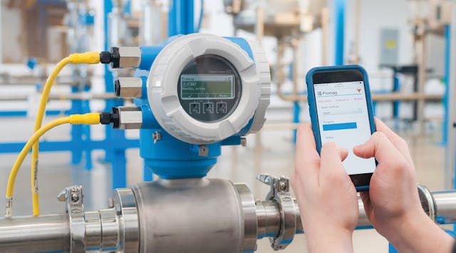 WLAN, Bluetooth and web server interfaces allow technicians to monitor, diagnose and configure flowmeters from smartphone apps. All images courtesy of Endress+Hauser
