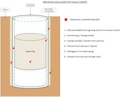 Figure 2. Cross-section showing possible routes to leakage
