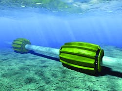 Figure 4. Subsea view of rotating buoyancy modules Figure 4. Subsea view of rotating buoyancy modules