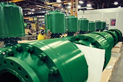 Figure 1. Proper selection of pipeline ball valves, such as these Fisher Model V260A severe service valves, can provide appropriate control and reduce maintenance. All images courtesy of Emerson Automation Solutions Figure 1. Proper selection of pipeline ball valves, such as these Fisher Model V260A severe service valves, can provide appropriate control and reduce maintenance. All images courtesy of Emerson Automation Solutions