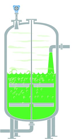 Figure 3. (Below) NCR minimizes extension into the tank and does not touch the product. Figure 3. (Below) NCR minimizes extension into the tank and does not touch the product.