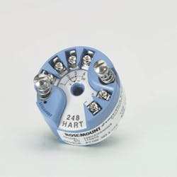 Figure 3. Temperature transmitters come in many sizes and shapes and prevent signal degradation. Installing one, such as Emerson’s Rosemount 248 Temperature Transmitter in a “puck” configuration, can be mounted in an enclosure mounted on the thermowell, as close to the sensor as possible. Figure 3. Temperature transmitters come in many sizes and shapes and prevent signal degradation. Installing one, such as Emerson’s Rosemount 248 Temperature Transmitter in a “puck” configuration, can be mounted in an enclosure mounted on the thermowell, as close to the sensor as possible.