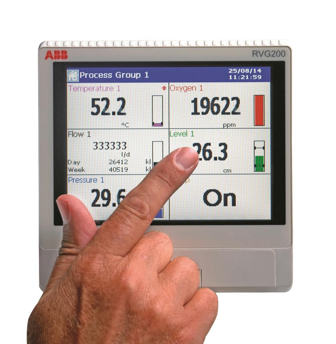 ABB&rsquo;s RVG200 touch-screen paperless data recorder provides quick access to a wide variety of process data.