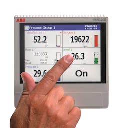 ABB’s RVG200 touch-screen paperless data recorder provides quick access to a wide variety of process data. ABB’s RVG200 touch-screen paperless data recorder provides quick access to a wide variety of process data.