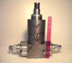 Figure 4. Full-balance control valve rated at 200 gpm at 6,000 psi. It can be actuated with minimal force. Figure 4. Full-balance control valve rated at 200 gpm at 6,000 psi. It can be actuated with minimal force.