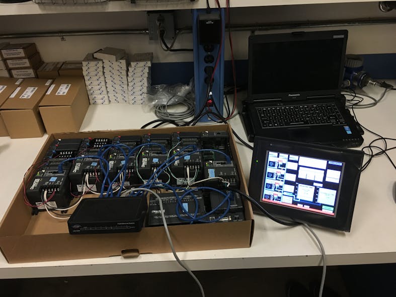 Figure 3. The Helix team performed extensive bench-testing to ensure their AutomationDirect PLC programming and HMI configurations would control locally as needed while communicating as required.