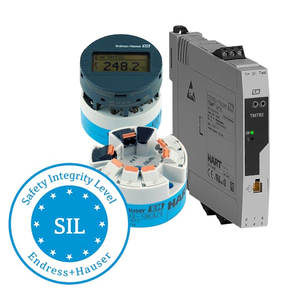 Figure 3. The Endress+Hauser iTEMP TMT82 temperature transmitter has built-in diagnostics and is factory programmed to facilitate SIL testing.