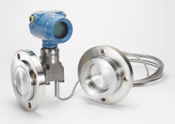 Figure 2: A diaphragm sensor mount, such as supplied with a Rosemount 1199 Diaphragm Seal System, minimizes the potential for process containment loss while also protecting the transmitter. Figure 2: A diaphragm sensor mount, such as supplied with a Rosemount 1199 Diaphragm Seal System, minimizes the potential for process containment loss while also protecting the transmitter.