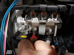 Figure 5. Testing the DC bus voltage on an AC drive Figure 5. Testing the DC bus voltage on an AC drive