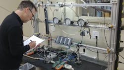 Equilibar president Jeff Jennings worked in the laboratory for months to modify the company’s patented back pressure regulator design for medical use to meet increased needs for breathing assistance technology due to COVID19. Equilibar president Jeff Jennings worked in the laboratory for months to modify the company’s patented back pressure regulator design for medical use to meet increased needs for breathing assistance technology due to COVID19.