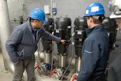 The expanded range of Grundfos CRs allows the reliable vertical multistage pump to be used in various applications. The expanded range of Grundfos CRs allows the reliable vertical multistage pump to be used in various applications.