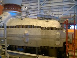 Figure 1. An example of a large high-pressure, high-flow machinery during installation. Such machinery needs sophisticated control and condition monitoring systems with many sensors. Figure 1. An example of a large high-pressure, high-flow machinery during installation. Such machinery needs sophisticated control and condition monitoring systems with many sensors.