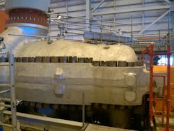 Figure 1. An example of a large high-pressure, high-flow machinery during installation. Such machinery needs sophisticated control and condition monitoring systems with many sensors. Figure 1. An example of a large high-pressure, high-flow machinery during installation. Such machinery needs sophisticated control and condition monitoring systems with many sensors.