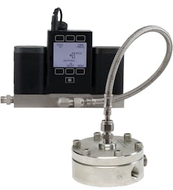 Figure 7. Dome-loaded direct-sealing diaphragm valve with an electronic controller for PID back pressure control cascading to temperature control.
