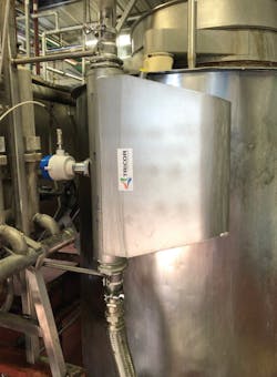 Figure 2: A TRICOR Coriolis Model TCMP Mass Flow Meter was mounted on the outlet line from the extractor. Figure 2: A TRICOR Coriolis Model TCMP Mass Flow Meter was mounted on the outlet line from the extractor.