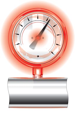 Figure 5. Discoloration is one sign that excessive heat is damaging a gauge. This may mean the gauge is installed at an unoptimized location or is not properly suited for the application.