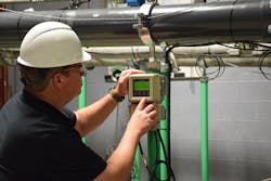 Figure 4: Particulates and dissolved solids can affect mag meter performance. Abrasive slurries moving at high velocity can wear away lining material; high concentrations of solids can generate electronic 'noise,' which limits the usefulness of an instrument that uses electromagnetism to read flow. Figure 4: Particulates and dissolved solids can affect mag meter performance. Abrasive slurries moving at high velocity can wear away lining material; high concentrations of solids can generate electronic 'noise,' which limits the usefulness of an instrument that uses electromagnetism to read flow.