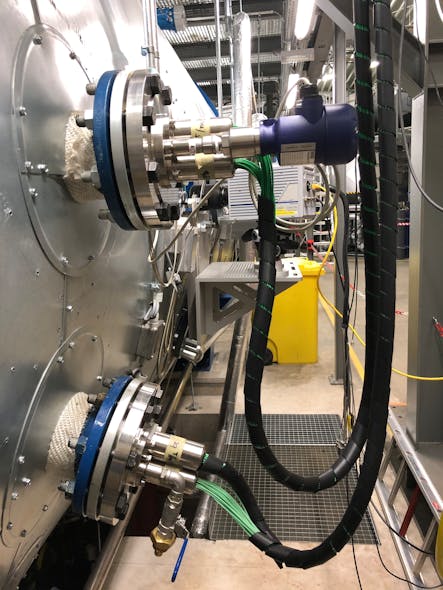Custom cable solution from Kistler for pressure sensors inside the autoclave (left) of The Atmosphere sloshing test facility at the MARIN research institute in Wageningen (Netherlands)