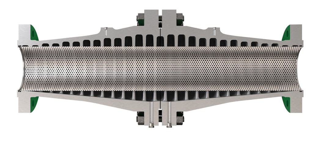 The WhisperTube Modal Attenuator consists of acoustic cavities of varying sizes surrounding a full bore perforated tube. Each cavity generates destructive interference over a range of frequencies to provide significant noise reduction across a broad spectrum.