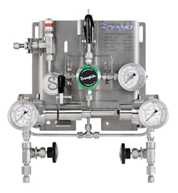 Figure 5: Gas cylinder changeover regulators enable automatic, uninterrupted switches between two gas sources if one gas supply is depleted. Figure 5: Gas cylinder changeover regulators enable automatic, uninterrupted switches between two gas sources if one gas supply is depleted.